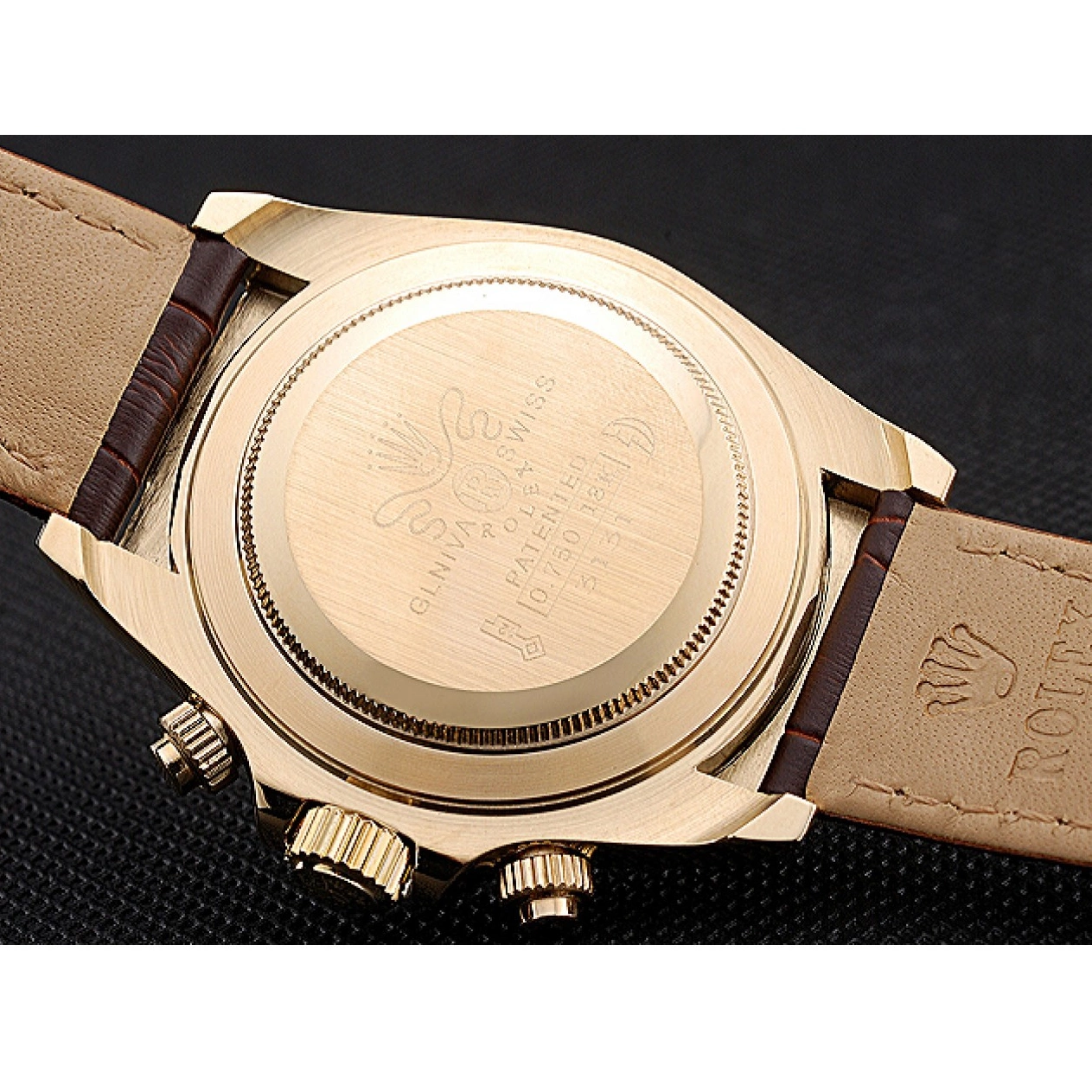Best AAA Replica Sites Rolex Daytona Case Brown Cosmograph 622633 Dial Bracelet Gold White Leather 0629